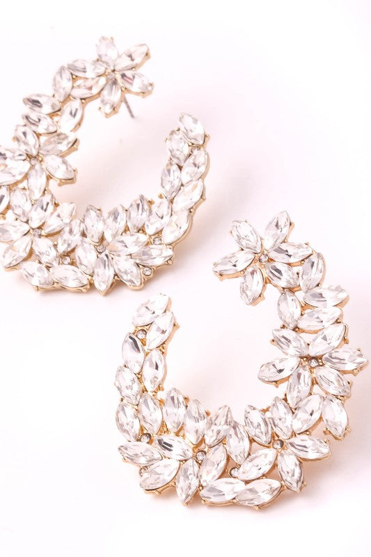 Crystal Cluster Studded Hoop Earrings