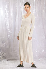 Long Sleeve Knit Maxi Dress - Beige
