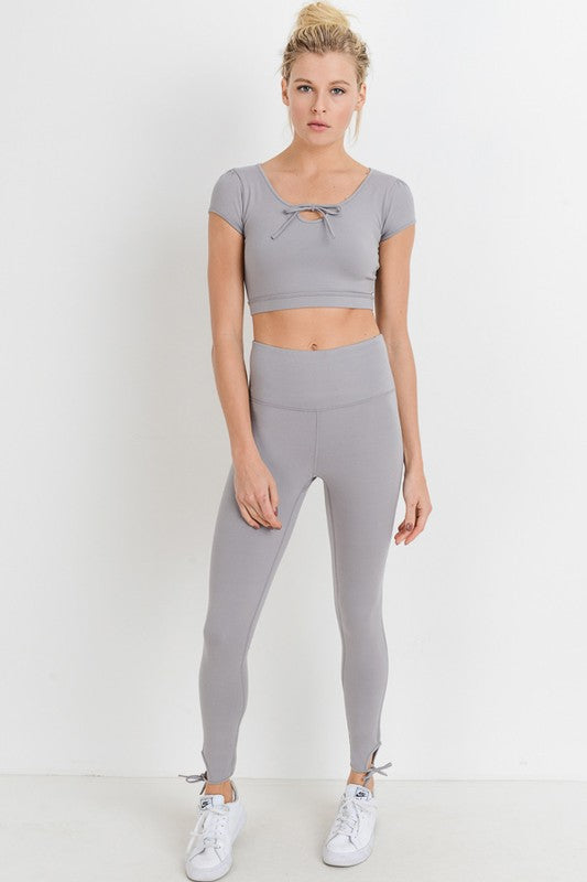 Bow Out High Waisted Ankle Tie Leggings