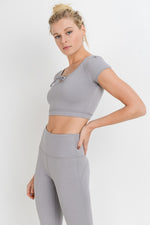Bow Out Form-Fit Tie Crop Top