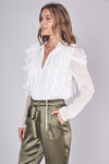 Ruffle Your Feathers Ruffle + Pleated Blouse