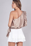 Take Me Out Patterned One Shoulder Top