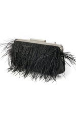 Feather a Dull Moment Evening Clutch - Black
