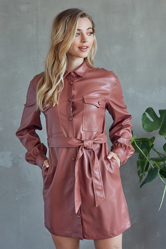 Button Down Faux Whatever Faux Leather Mini Dress East Side Chic Button Down Faux Whatever Faux Leather Mini Dress East Side Chic
