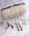 Feather a Dull Moment Evening Clutch - Ivory