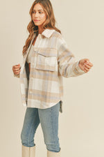 Neutral Plaid Shacket with Sherpa Collar